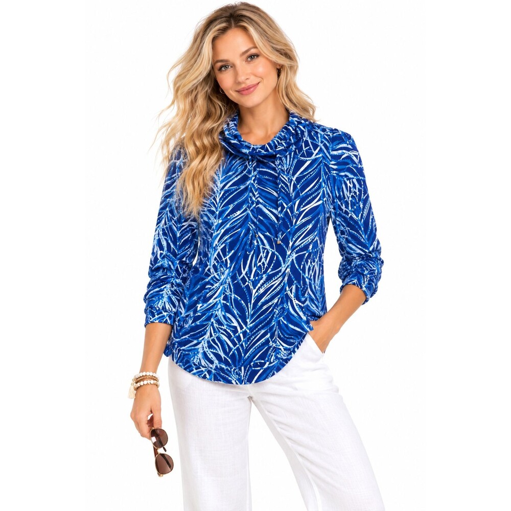 Lilly Pulitzer Fletcher Pullover Twilight Blue Early Riser Size Large Top Cowl